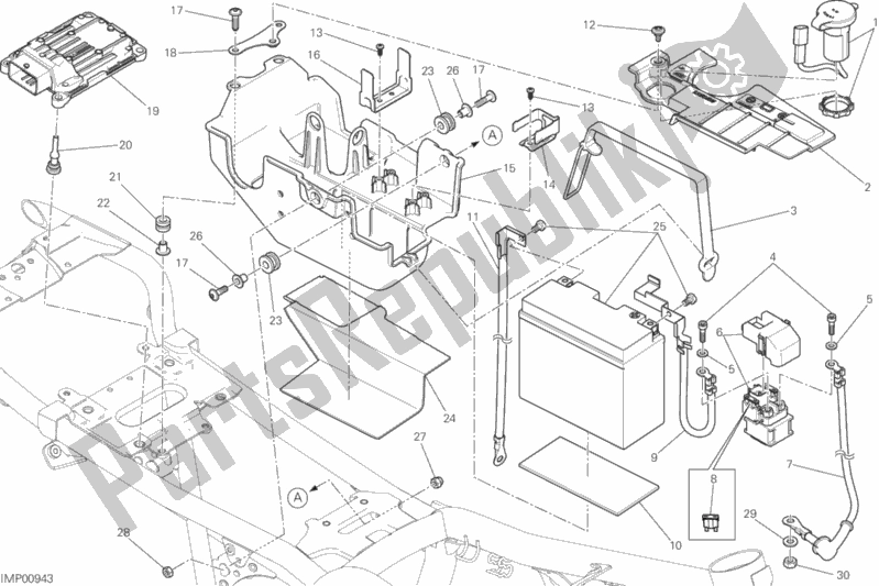 All parts for the Battery Holder of the Ducati Scrambler Urban Enduro Brasil 803 2017